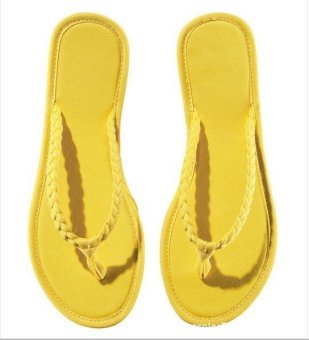 Summer Canvas Beach Slippers Flip Flops Sandals Yellow  