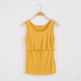 Summer Maternity Nursing Top Short Sleeve Pregnant Women Vest Breastfeeding Clothes (Yellow) - intl  