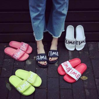 Summer Slides Women Household Slipper Korea Style Anti-Slip Flat Casual Beach Flip Flops Shoes Green - intl  