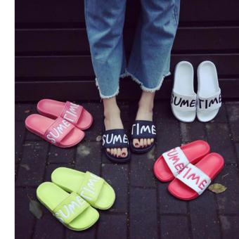 Summer Slides Women Men Unisex Household Slipper Korea Style Anti-Slip Flat Casual Beach Flip Flops Shoes Black - intl  