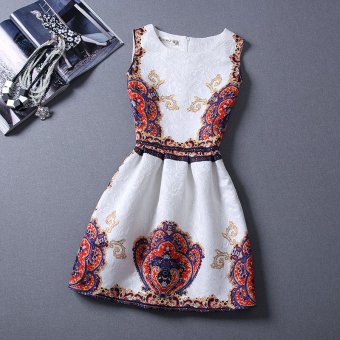 Summer Style New Women Summer Dress Vintage Flower Printed Vest Casual Party Dresses  