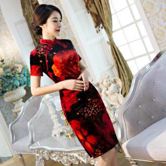 Summer Women Chinese Wind Fashion Cheongsam (Red) - intl  