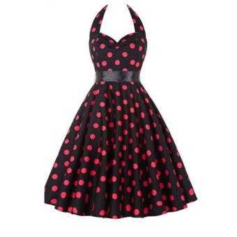 Summer Women Dress Vestidos Retro 1950s 60s Vintage Dress Polka Dots Pinup Rockabilly Plus Size Sexy Halter Short Party Dresses red - intl  