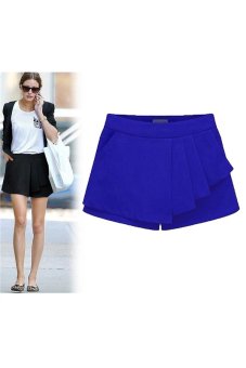 Summer Women's Loose Irregular Pleated Flounce Chiffon Shorts Skirt Culottes Skorts Pantskirt - Size S Blue - Intl  