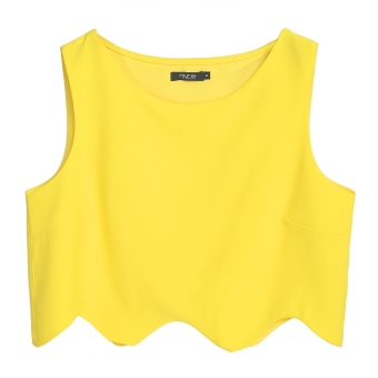 Sunweb Finejo Stylish Ladies Women Casual Chiffon Backless Sleeveless Irregullar Length Top Blouse ( Yellow ) - intl  