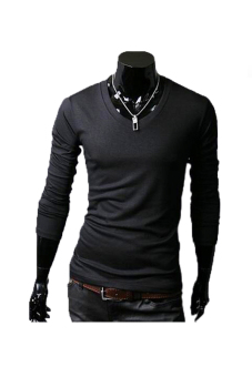 Sunweb Long Sleeve Men Slim T-shirts Tee Tops ( Black )  