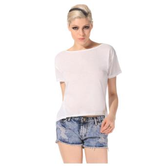 Sunweb Stylish Lady Women's Casual Irregular Short Sleeve O-neck Backless Sexy T-Shirt ( White ) - intl  