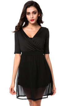 Sunweb Women High Waist Cocktail Party Dresses Mini Dress (Black) - Intl  