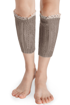 Sunwonder Avildlove Women Fashion Casual Knit Crochet Hollow Out Boot Cuffs Leg Socks Warmer (Khaki)  
