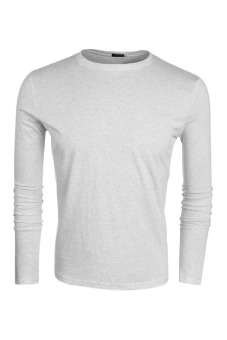 Sunwonder COOFANDY Autumn Men's Casual O-Neck Long Sleeve Solid T-Shirt Tops ( Grey )  