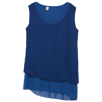 Sunwonder New Fashion Women Casual Chiffon Sleeveless Multilayer Irregular Tank Top Blouse (Blue) - intl  