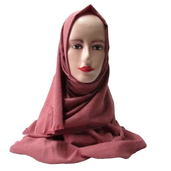 Super Moda Hijab Pashmina denim - Merah  