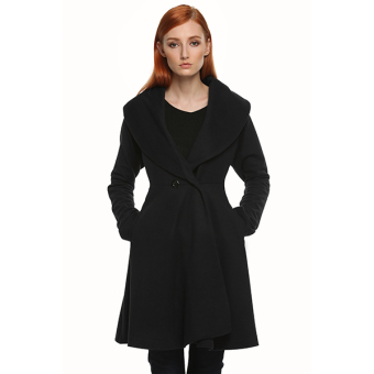 SuperCart ANGVNS Women Winter Elegant Cardigan Wind Jacket Coat (Black) - Intl  