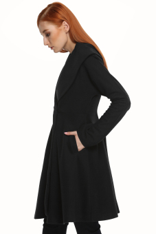 SuperCart ANGVNS Women Winter Elegant Cardigan Wind Jacket Coat (Black)   