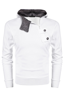 SuperCart COOFANDY Men's Casual Long Sleeve Hooded Side Half Zip Hoodies Coat With Fleece ( White )   