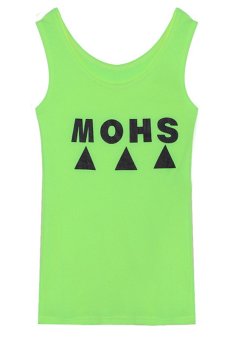 SuperCart Fashion Women O-Neck Sleeveless T Shirt Slim Letter Print Casual Tank Tops Summer ( Green )   