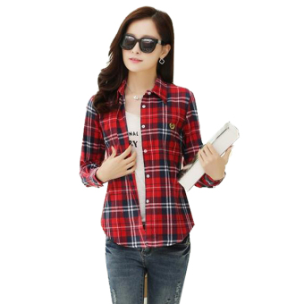 SuperCart Long Sleeve Loose Shirts Top Blouse(Red) - intl  