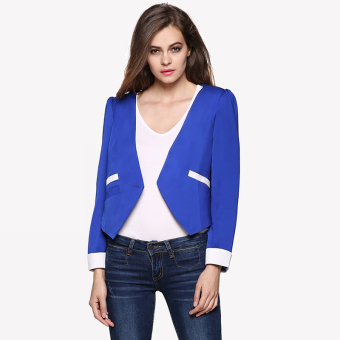 Supercart Meaneor Elegant Women Slim Spring Autumn Short Suit Jacket Coat ( Blue )  