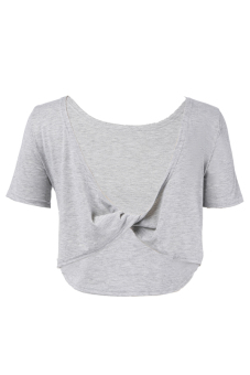 SuperCart New Lady Women Fashion Short Sleeve O-Neck Loose Short Tops Blouse ( Grey )   