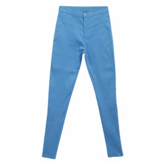 Supercart Women Fashion Casual High Waist Stretch Skinny Slim Pencil Pants Trousers(Sky Blue) - intl  