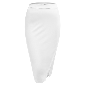 SuperCart Zeagoo Women High Waist Slim Stretch Side Split Pencil Skirt (White) - intl  