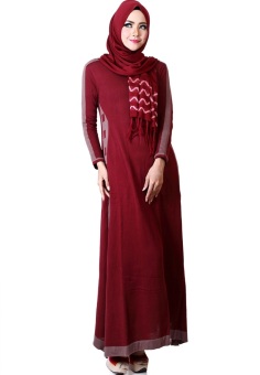 Supernova House Gamis Zaya Dress Maroon Burgundy - Pasmina di jual terpisah  