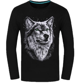 Surker Personalized 3D Pattern Printing T shirt Men's Black Long Sleeve (Intl)  