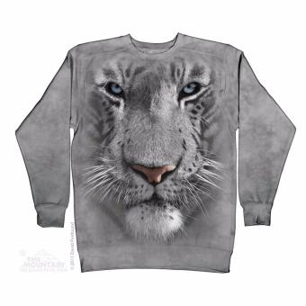 Sweater The Mountain White Tiger Face Crew Neck - Light Grey  