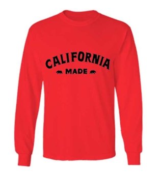 Sz Graphics California Made T Shirt Long Sleeve Pria Kaos Lengan Panjang Pria T Shirt Pria Kaos Pria T Shirt Fashion-Merah  