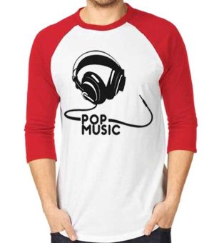 Sz Graphics Pop Music T Shirt Raglan 3/4 Pria Kaos Raglan 3/4 Pria T Shirt Pria Kaos Pria-Merah Putih  
