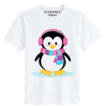 Sz Graphics/Snow Penguin/T Shirt Pria Wanita/Kaos Pria Wanita/T Shirt Fashion Pria Wanita/T Shirt Distro Pria Wanita Kaos Distro Pria Wanita-Putih  