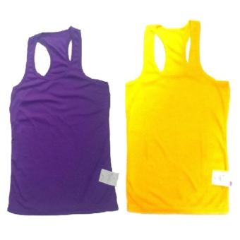 Tanktop 2pcs Tali Silang Agnes - Singlet - Camisol Ukuran Sedang (Ungu tua, Kuning)  