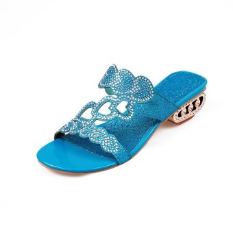 Tauntte 2017 New Summer Women Crytal Slippers Fashion Breathable Casual Slides Ladies Shoes (Blue) - intl  