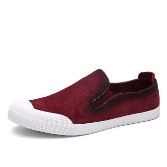 Tauntte High Qaulity Genuine Leather Shoes Men Korean Slip On Casual Loafers (Red Wine) - Intl - intl  