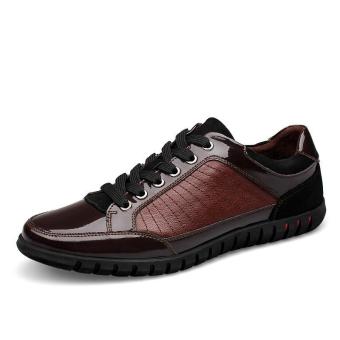 Tauntte Korean Breathable Men Genuine Leather Shoes Fashion Casual Cow Leather Shoes Plus Size (Brown) - intl  