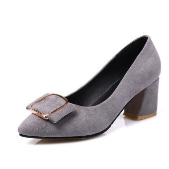 Tauntte Korean Breathable Women Square Heel Pump Butterfly-knot Shallow Pointed Toe Shoes For Lady (Grey) - intl  