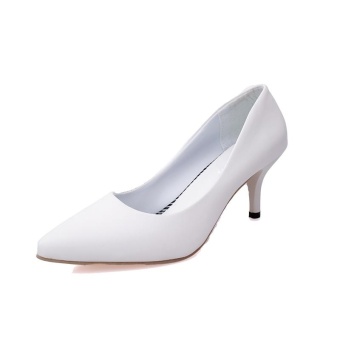 Tauntte Korean Shallow Thin Heel Pumps Women Formal Pointed Toe High Heels Shoes For Lady (White) - intl  