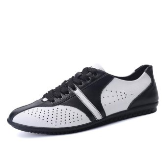 Tauntte New Anti-Odor Genuine Leather Shoes Men Fashion Breathable Sneakers (White) - intl  