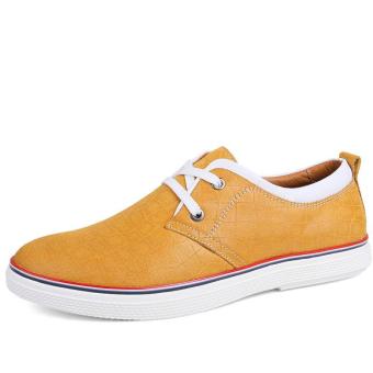 Tauntte New Korean Men Shoes Fashion Breathable Casual Genuine Leather Shoes (Yellow) - intl  
