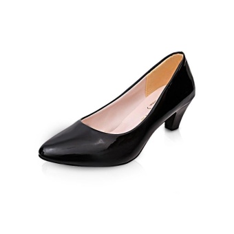Tauntte OL Square Heels Women Pumps Fashion Med Heels Career Office Lady Shoes (Matte Black) - intl  