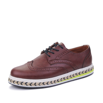 Tauntte Retro Men Brogues Shoes Men Trend Oxford Shoes (Brown)  
