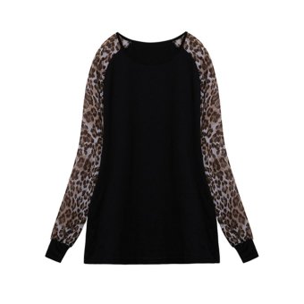 Teamtop ZANZEA Women's Leopard Chiffon Top Black - intl  