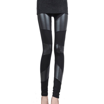 The First Three Ladies Paragraphs Leather Seams Leggings Black M - intl  