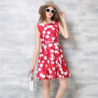 The new color polka dot printed sleeveless dress - intl  
