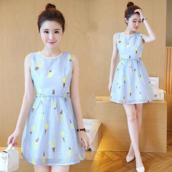 The new summer printing yarn Eugen Korean cultivating temperament A dress - intl  