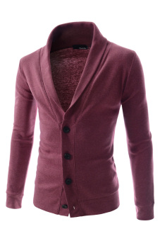 TheLees Collar Point Button Cardigan Marsala  