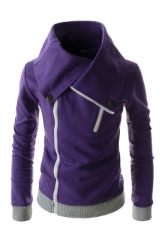 TheLees High Neck Zipper Cotton Jacket Purple  