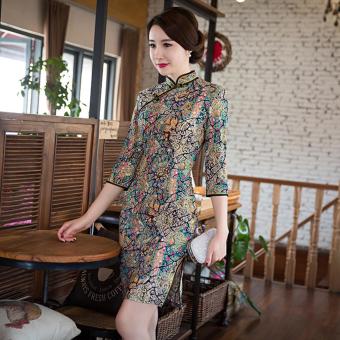 Thin Section High-end Banquet Qipao Cheongsam (Floral) - intl  