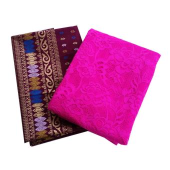 Tiara Kain Etnik Bahan Kain Kebaya Set Katun Jesica (Merah Marun) dan Brokat Sofia Premium (Pink)  