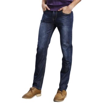 TongLuRen LNZK0007-A Jeans Fashion Men Straight Slim Stretch Denim Business Jeans Trousers (Blue) (Intl)  